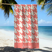 Grote Houndstooth Pattern Snoep Roze Strandlaken