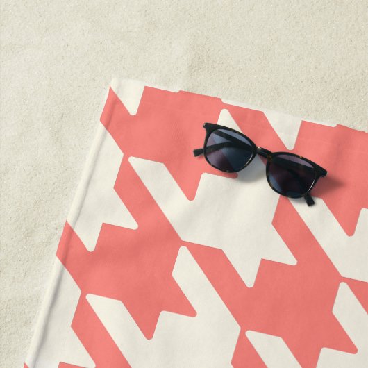 Grote Houndstooth Pattern Snoep Roze Strandlaken (In situ)