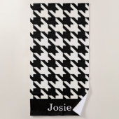 Grote Houndstooth Zwart & Wit Strandlaken (Voorkant)