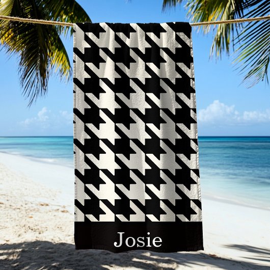 Grote Houndstooth Zwart & Wit Strandlaken