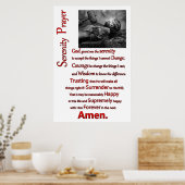 Grote houten hamer op het sereniteitsgebed poster (Keuken)