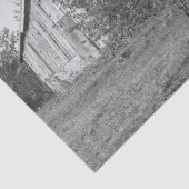 Grote houten schuur in zwart en wit tissuepapier (Detail)