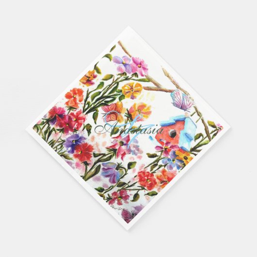 GROTE HUIS IN WHIMSICAL GARDEN MONOGRAM PARTIJ SERVETTEN (Hoek)