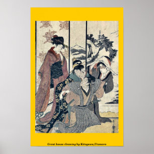 Grote huisreiniging door Kitagawa, Utamaro Poster