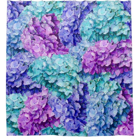 Grote hydrangea-bloesems douchegordijn (Voorkant)