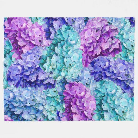 Grote hydrangea-bloesems fleece deken (Voorkant (Horizontaal))