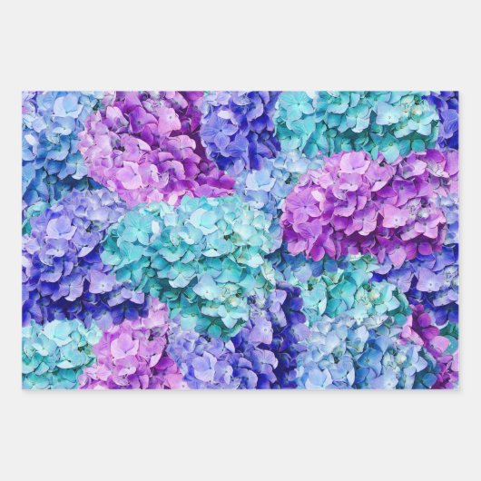Grote hydrangea-bloesems inpakpapier vel (Voorkant)