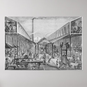 Grote industrieën, bouwwerkplaatsen poster