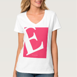 Grote Initiaal   Moderne Typografie   Roze T-shirt