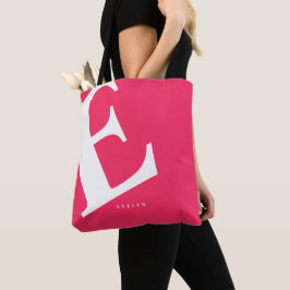 Grote Initiaal | Moderne Typografie | Roze Tote Bag