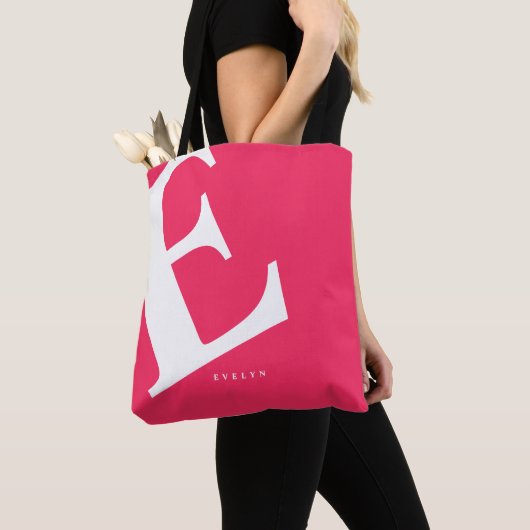Grote Initiaal | Moderne Typografie | Roze Tote Bag (Dichtbij)