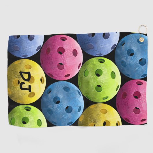 Grote Initialen met Pickleballen Golfhanddoek (Horizontaal)