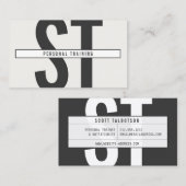 Grote Initialen Monogram in Grijs en Zwart Visitekaartje (Voorkant / Achterkant)