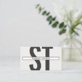 Grote Initialen Monogram in Grijs en Zwart Visitekaartje (Staand voorkant)