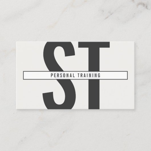 Grote Initialen Monogram in Grijs en Zwart Visitekaartje (Voorkant)