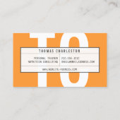 Grote Initialen Monogram in Sinaasappel en Wit Visitekaartje (Achterkant)