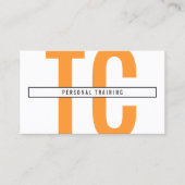 Grote Initialen Monogram in Sinaasappel en Wit Visitekaartje (Voorkant)