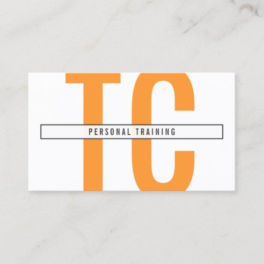 Grote Initialen Monogram in Sinaasappel en Wit Visitekaartje (Voorkant)