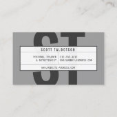 Grote Initialen Monogram Personal Trainer Donkergr Visitekaartje (Achterkant)