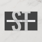 Grote Initialen Monogram Personal Trainer Donkergr Visitekaartje (Voorkant)