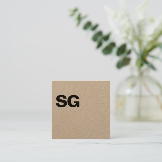 Grote Initialen - Square - Kraft Vierkante Visitekaartje (Staand voorkant)