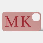 Grote Initialen Stijlvol Roos Tan & Crimson Red Case-Mate iPhone Case (Achterkant (horizontaal))