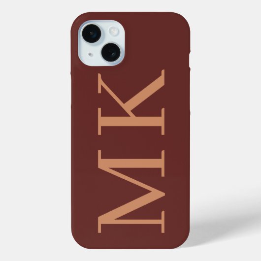 Grote Initialen Stijlvolle Puce Red & Antiek Brass Case-Mate iPhone Case (Achterkant)