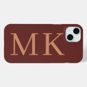 Grote Initialen Stijlvolle Puce Red & Antiek Brass Case-Mate iPhone Case (Achterkant (horizontaal))