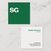 Grote Initialen - vierkant - bos groen Vierkante Visitekaartje (Voorkant / Achterkant)