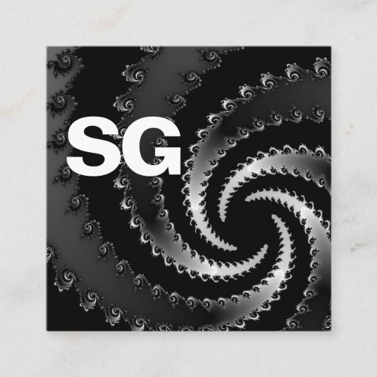 Grote Initialen - vierkant - Donkere vortex Vierkante Visitekaartje (Voorkant)