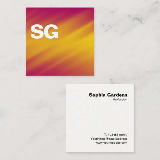 Grote Initialen - Vierkant - Gele rimpels Vierkante Visitekaartje (Voorkant / Achterkant)