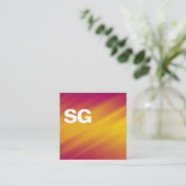 Grote Initialen - Vierkant - Gele rimpels Vierkante Visitekaartje (Staand voorkant)