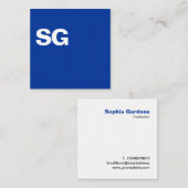 Grote Initialen - vierkant - marineblauw Vierkante Visitekaartje (Voorkant / Achterkant)