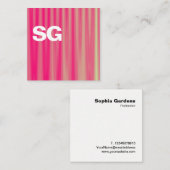 Grote Initialen - Vierkant - Roze rimpels Vierkante Visitekaartje (Voorkant / Achterkant)