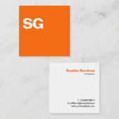 Grote Initialen - Vierkant - Sinaasappel Vierkante Visitekaartje (Voorkant / Achterkant)