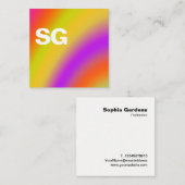 Grote Initialen - Vierkant - Zachte kleuren 03 Vierkante Visitekaartje (Voorkant / Achterkant)