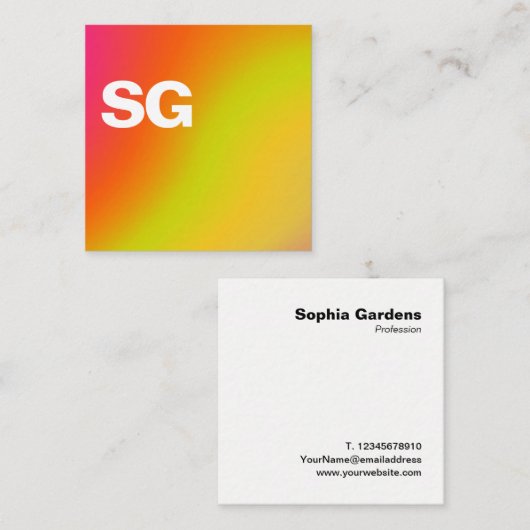 Grote Initialen - Vierkant - Zachte kleuren Vierkante Visitekaartje (Voorkant / Achterkant)