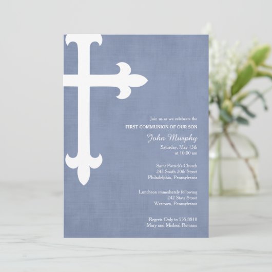 Grote interreligieuze uitnodiging, blauw kaart (Staand voorkant)