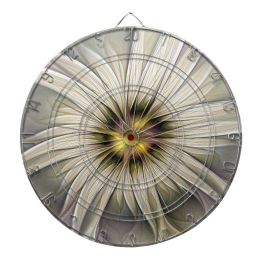 Grote Ivoren Bloem, Abstracte Moderne Fractale Kun Dartbord (Voorkant)