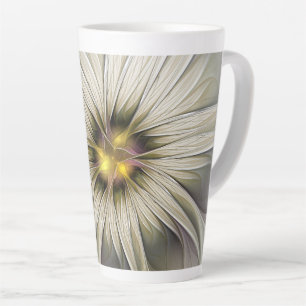 Grote Ivoren Bloem, Abstracte Moderne Fractale Kun Latte Mok
