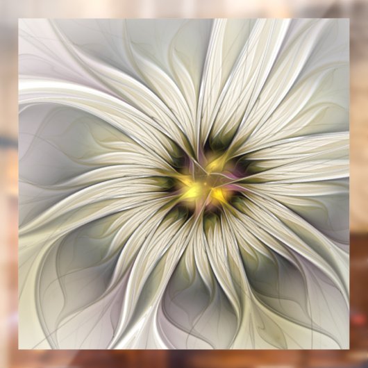 Grote Ivoren Bloem, Abstracte Moderne Fractale Kun Raamsticker (Vel 2)