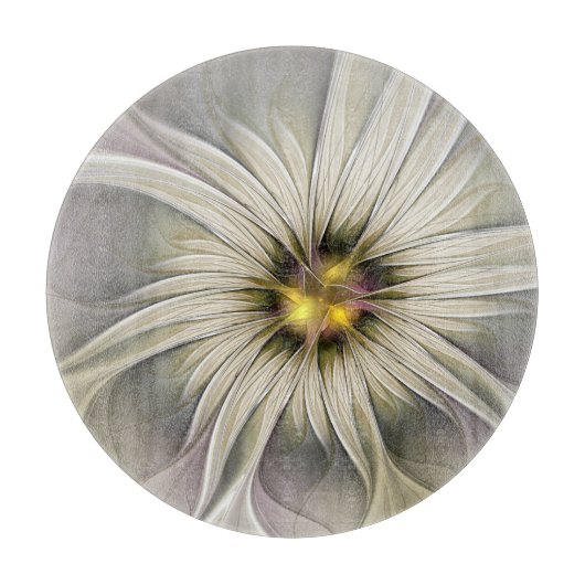 Grote Ivoren Bloem, Abstracte Moderne Fractale Kun Snijplank (Voorkant)