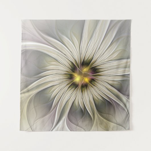 Grote Ivoren Bloem, Abstracte Moderne Fractale Kun Wandkleed (Voorkant)