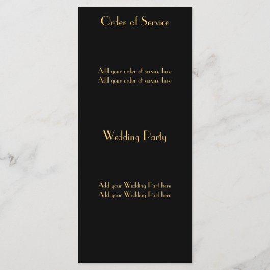 Grote jaren 1920 Art Deco Geïnspireerd Wedding Pro Programmakaart (Achterkant)