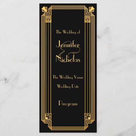 Grote jaren 1920 Art Deco Geïnspireerd Wedding Pro Programmakaart (Voorkant)