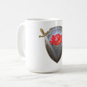 Grote Jezus zwaard en schild Mok (Voorkant links)