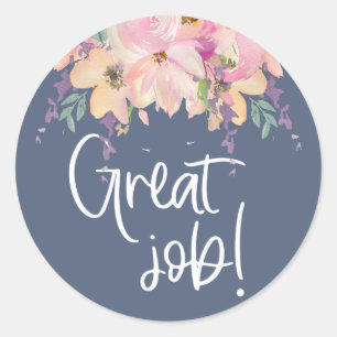 Grote Job Blauwe Leraar Aanmoediging Ronde Sticker
