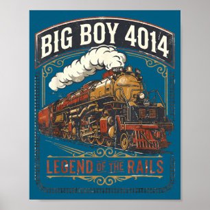 Grote jongen 4014 stoomlocomotief trein vintage poster