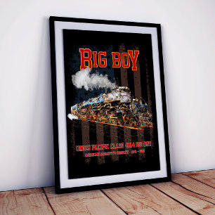 Grote jongen vintage stoomtrein Amerikaanse locomo Poster