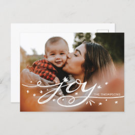 Grote Joy Hand Lettered Photo Holiday Briefkaart